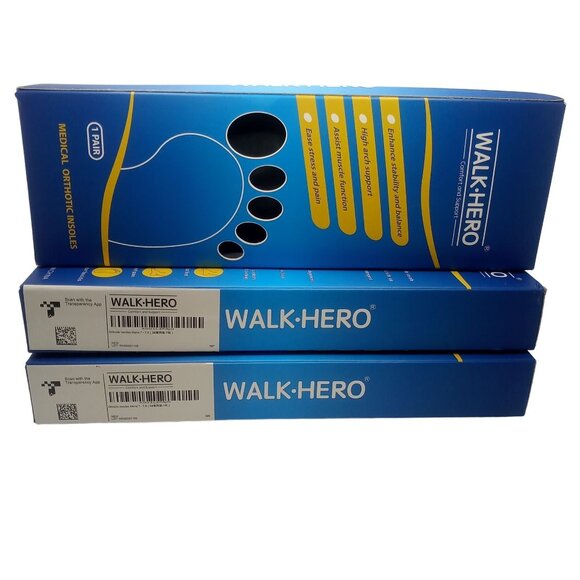Walk-Hero Medical Orthotic Insoles Men's Size 7-7.5 Plantar Fasciitis Feet Pain - Picture 1 of 11